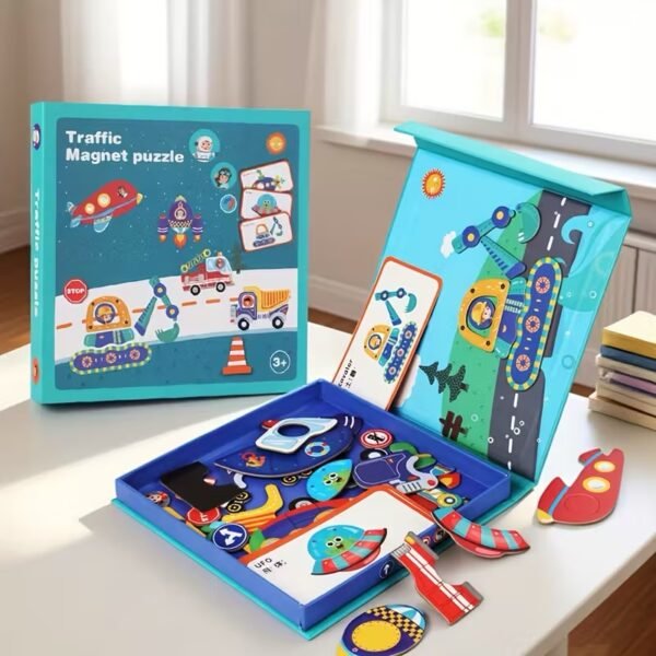 Puzzle magnétique thème des véhicules