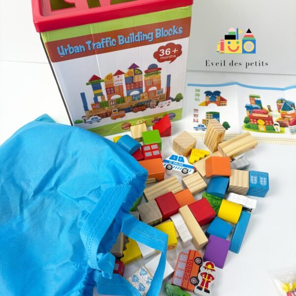 Bloc de construction en bois 100 pièces