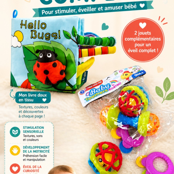 Pack livre en tissu et hochets