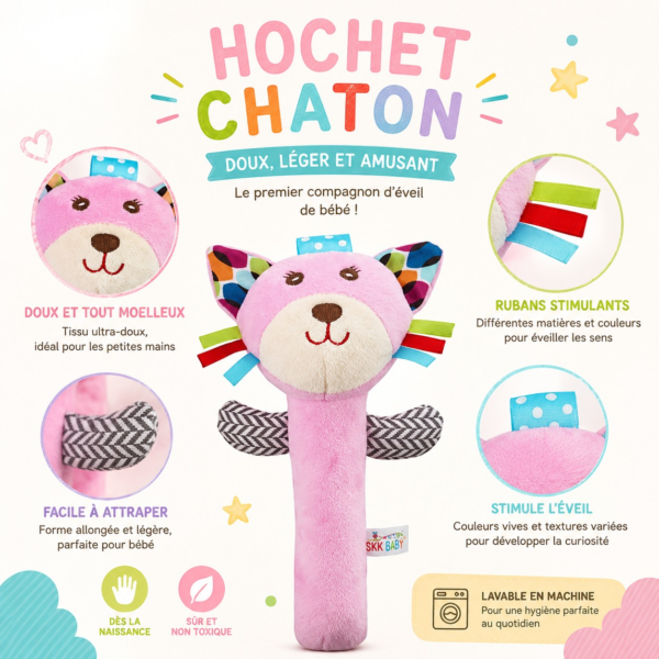Hochet chaton rose